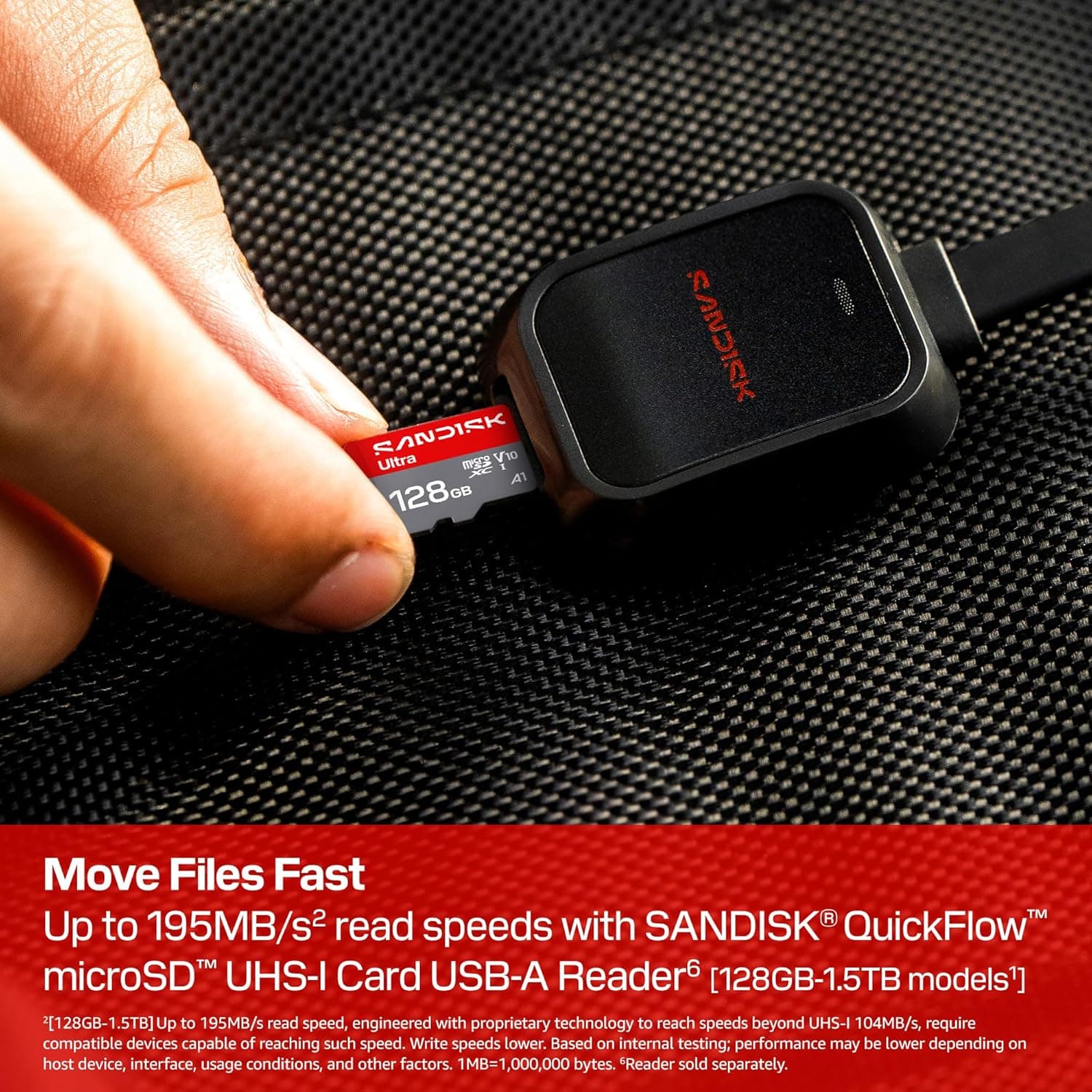 SANDISK 128GB Ultra microSD UHS-I Card - Up to 195MB/s Read Speed, Full HD Video, V10, U1, C10, A5 - SDSQUJQ-128G-GZ6MA