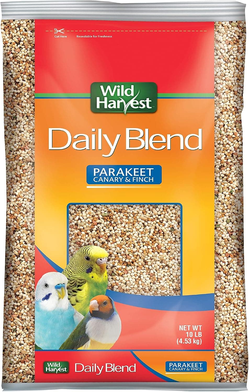 Wild Harvest Daily Blend Nutrition Diet for Parakeet, Canary and Finch 10 Pounds, Orange flavour